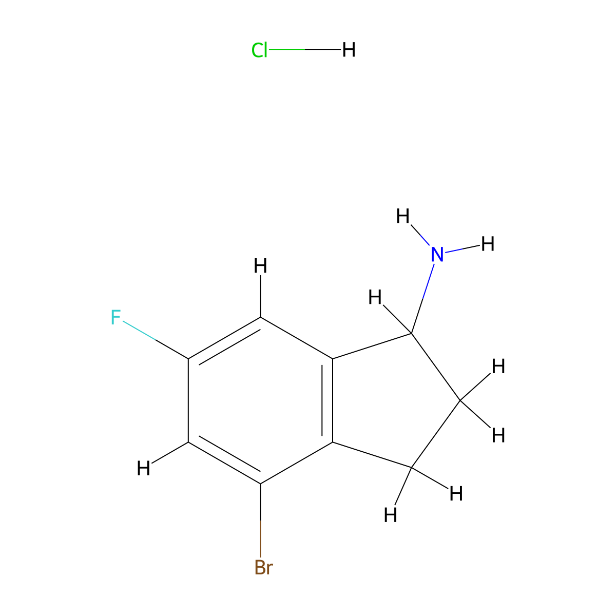 4-bromo-6-fluoro-2,3-dihydro-1H-inden-1-amine hydrochloride molecular structure, CAS 2901103-26-0
