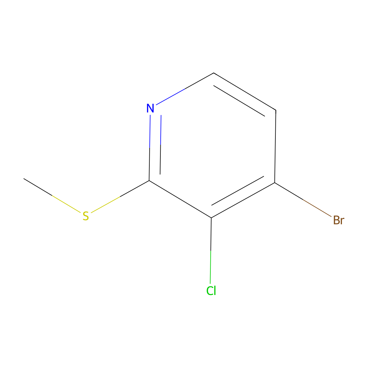 4-Bromo-3-chloro-2-(methylthio)pyridine molecular structure, CAS 2901103-34-0