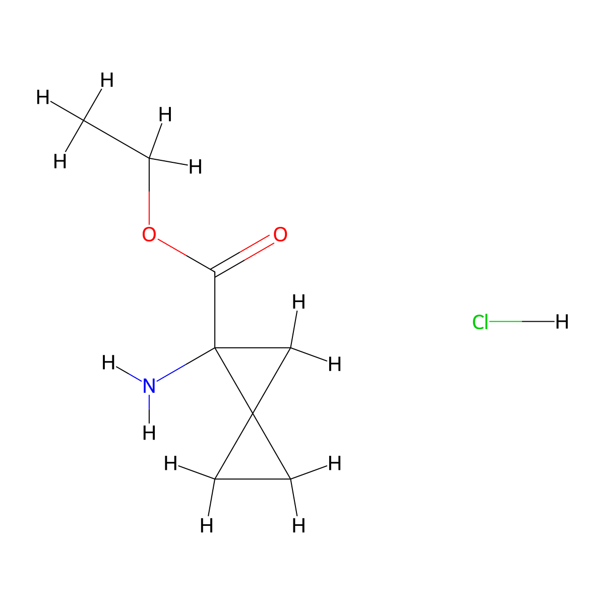 Ethyl 1-aminospiro[2.2]pentane-1-carboxylate hydrochloride molecular structure, CAS 2901103-36-2