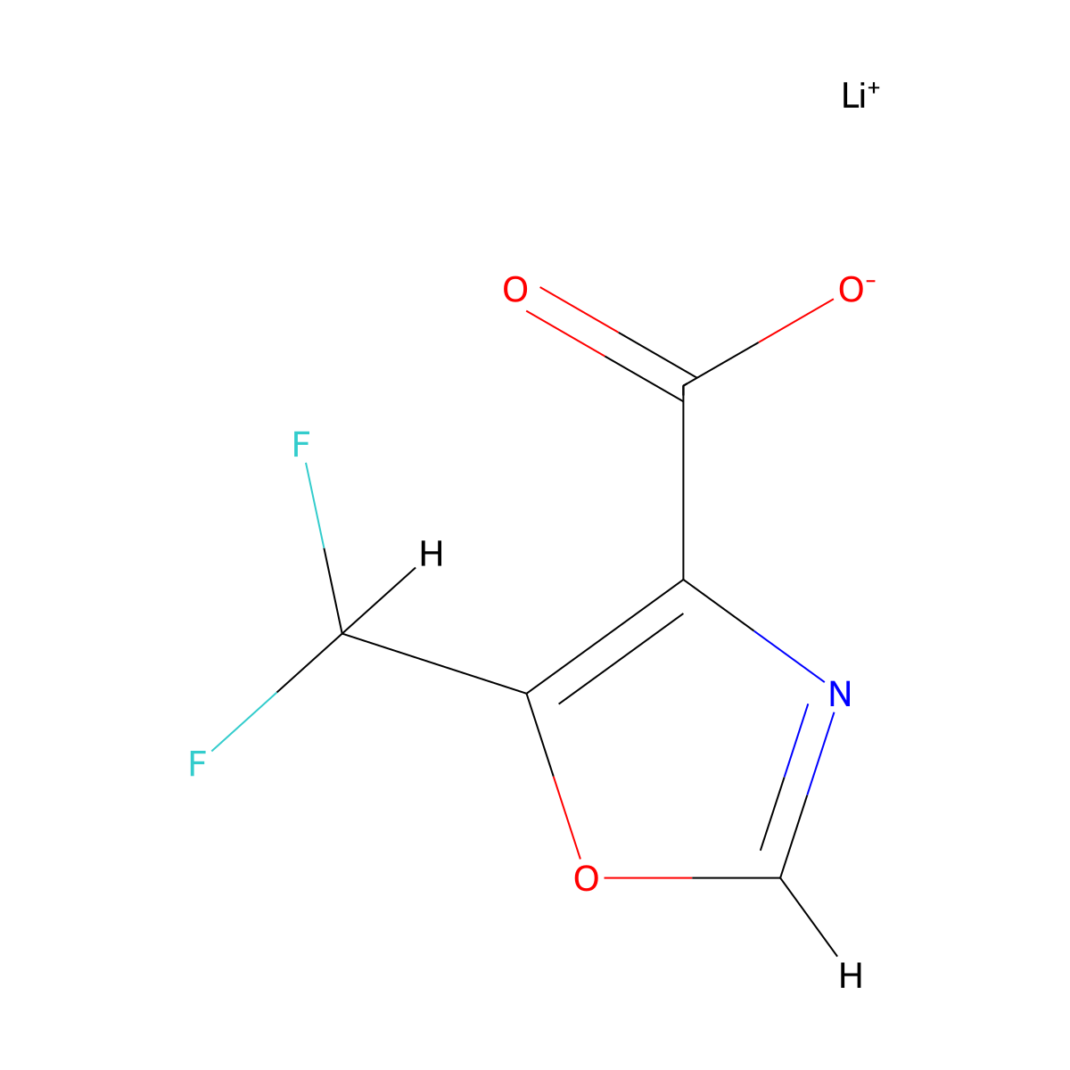 Lithium(1+) 5-(difluoromethyl)-1,3-oxazole-4-carboxylate molecular structure, CAS 2901103-43-1