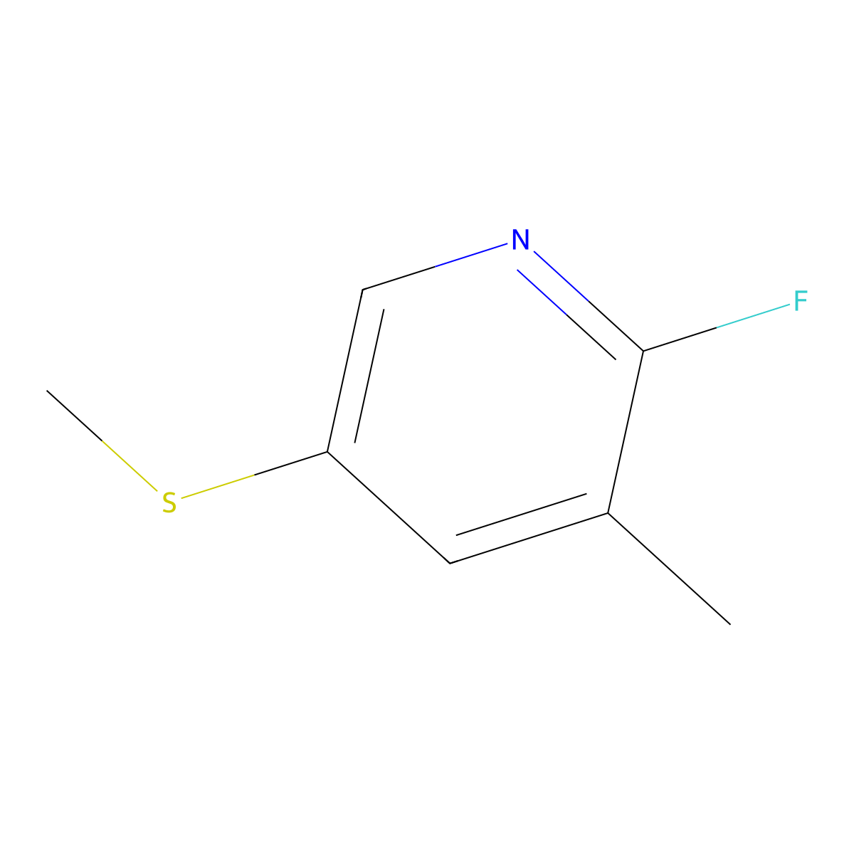 2-Fluoro-3-methyl-5-(methylthio)pyridine molecular structure, CAS 2901103-48-6