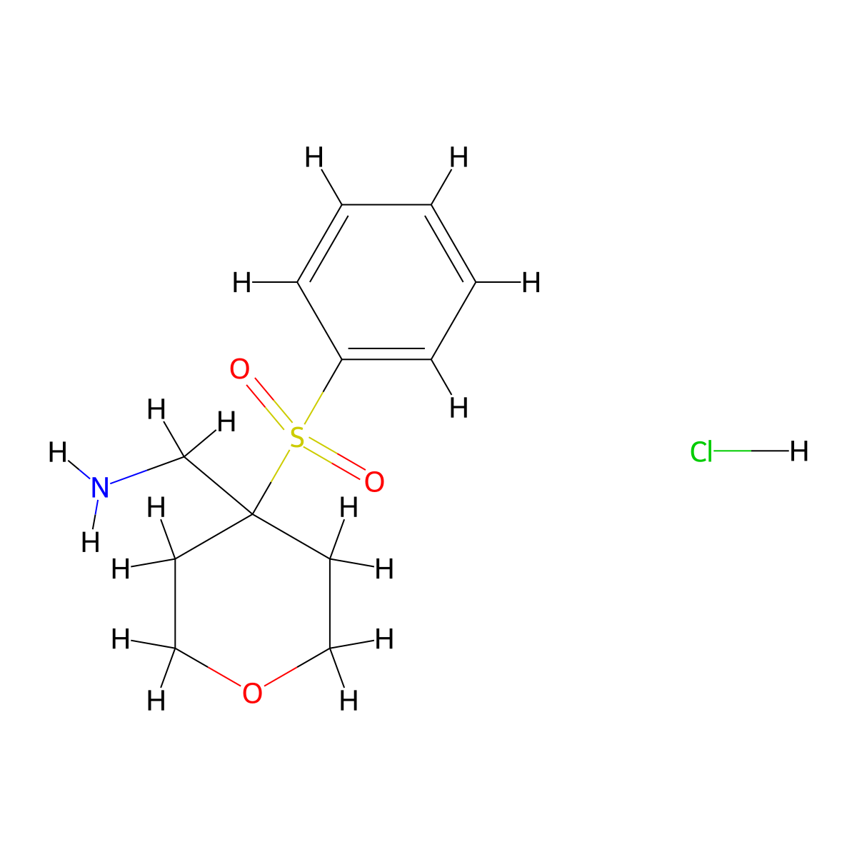1-[4-(Benzenesulfonyl)oxan-4-yl]methanamine hydrochloride molecular structure, CAS 2901103-53-3