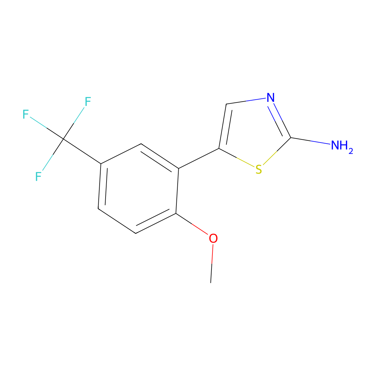 5-(2-Methoxy-5-(trifluoromethyl)phenyl)thiaZol-2-amine molecular structure, CAS 2901103-67-9