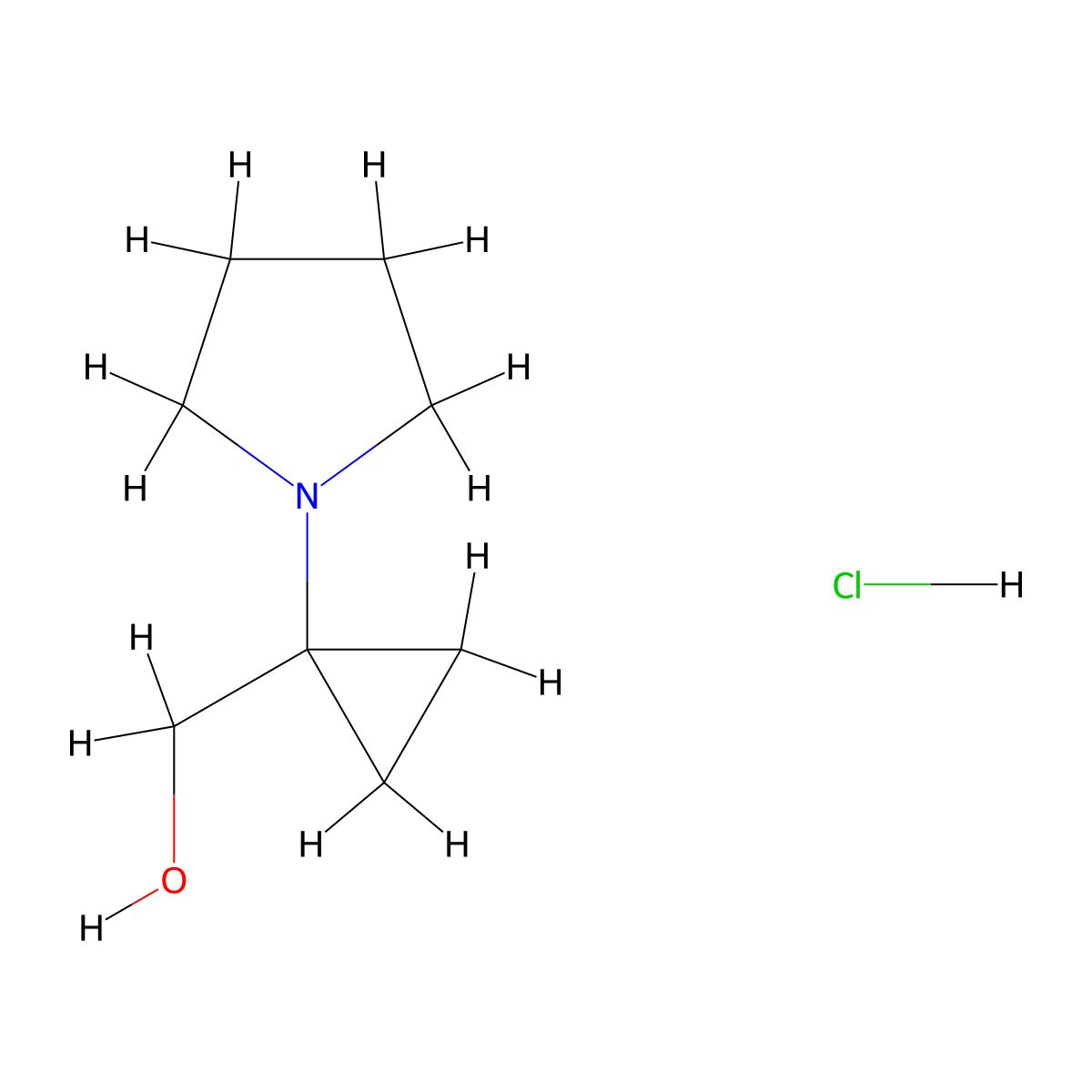 [1-(Pyrrolidin-1-yl)cyclopropyl]methanol hydrochloride molecular structure, CAS 2901105-21-1