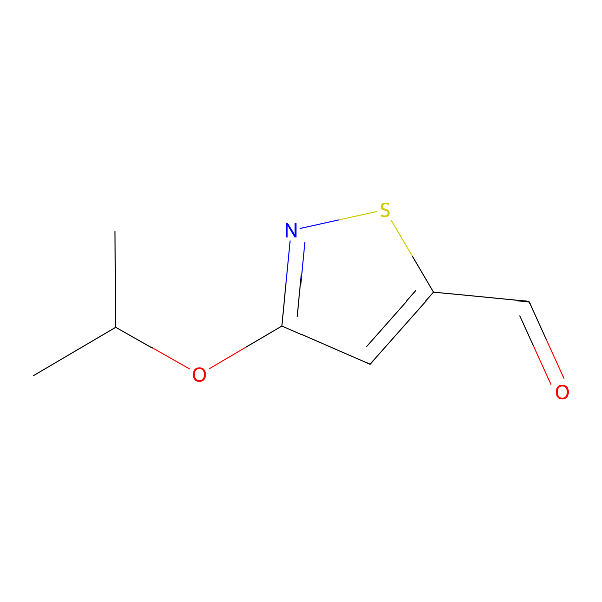 3-(Propan-2-yloxy)-1,2-thiazole-5-carbaldehyde molecular structure, CAS 2901105-23-3