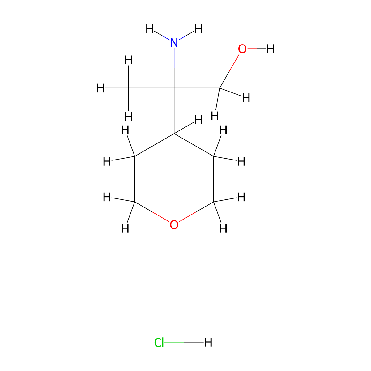2-Amino-2-(oxan-4-yl)propan-1-ol hydrochloride molecular structure, CAS 2901105-24-4