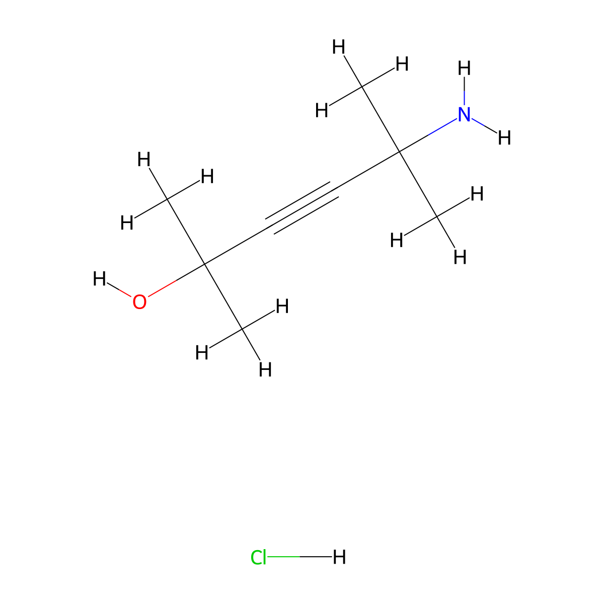 5-Amino-2,5-dimethylhex-3-yn-2-ol hydrochloride molecular structure, CAS 2901105-27-7