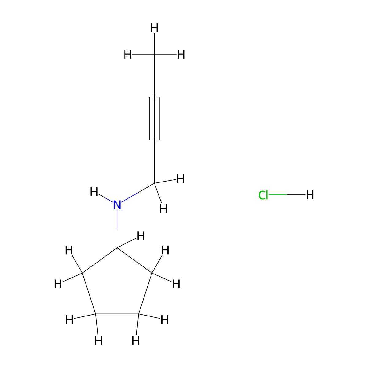 N-(but-2-yn-1-yl)cyclopentanamine hydrochloride molecular structure, CAS 2901105-36-8