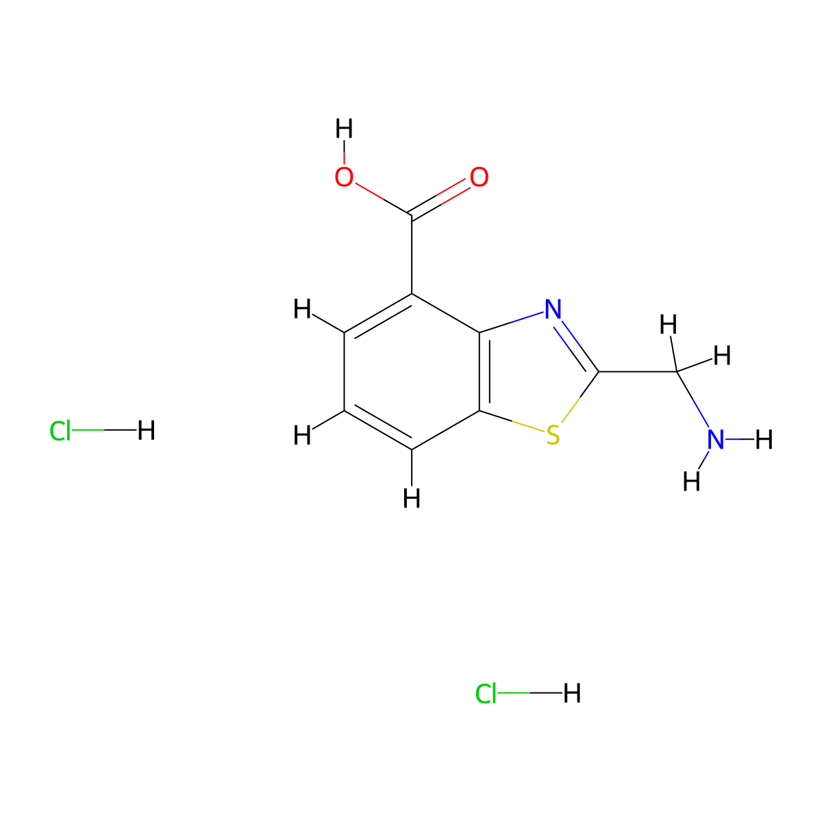 2-(Aminomethyl)-1,3-benzothiazole-4-carboxylic acid dihydrochloride molecular structure, CAS 2901105-39-1