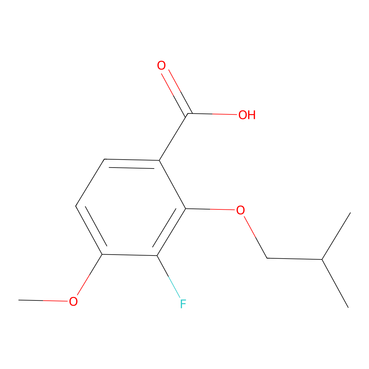 3-Fluoro-2-isobutoxy-4-methoxybenZoic acid molecular structure, CAS 2901105-42-6