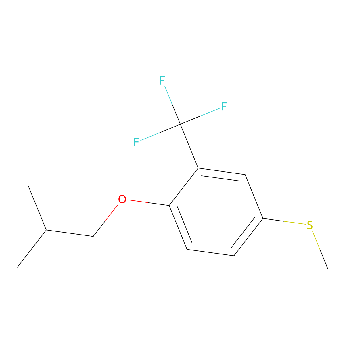 (4-Isobutoxy-3-(trifluoromethyl)phenyl)(methyl)sulfane molecular structure, CAS 2901105-45-9