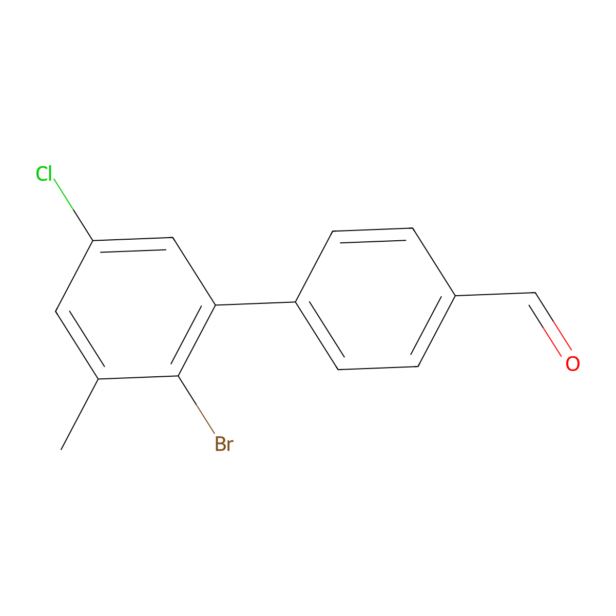 2'-Bromo-5'-chloro-3'-methyl-[1,1'-biphenyl]-4-carbaldehyde molecular structure, CAS 2901105-52-8