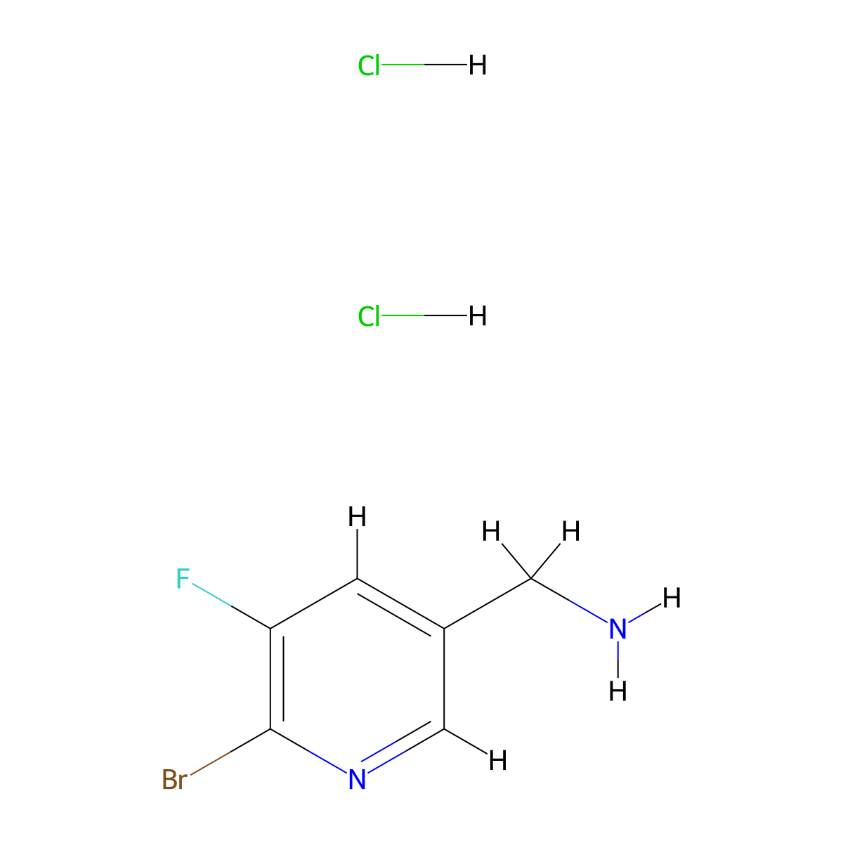 1-(6-Bromo-5-fluoropyridin-3-yl)methanamine dihydrochloride molecular structure, CAS 2901105-54-0