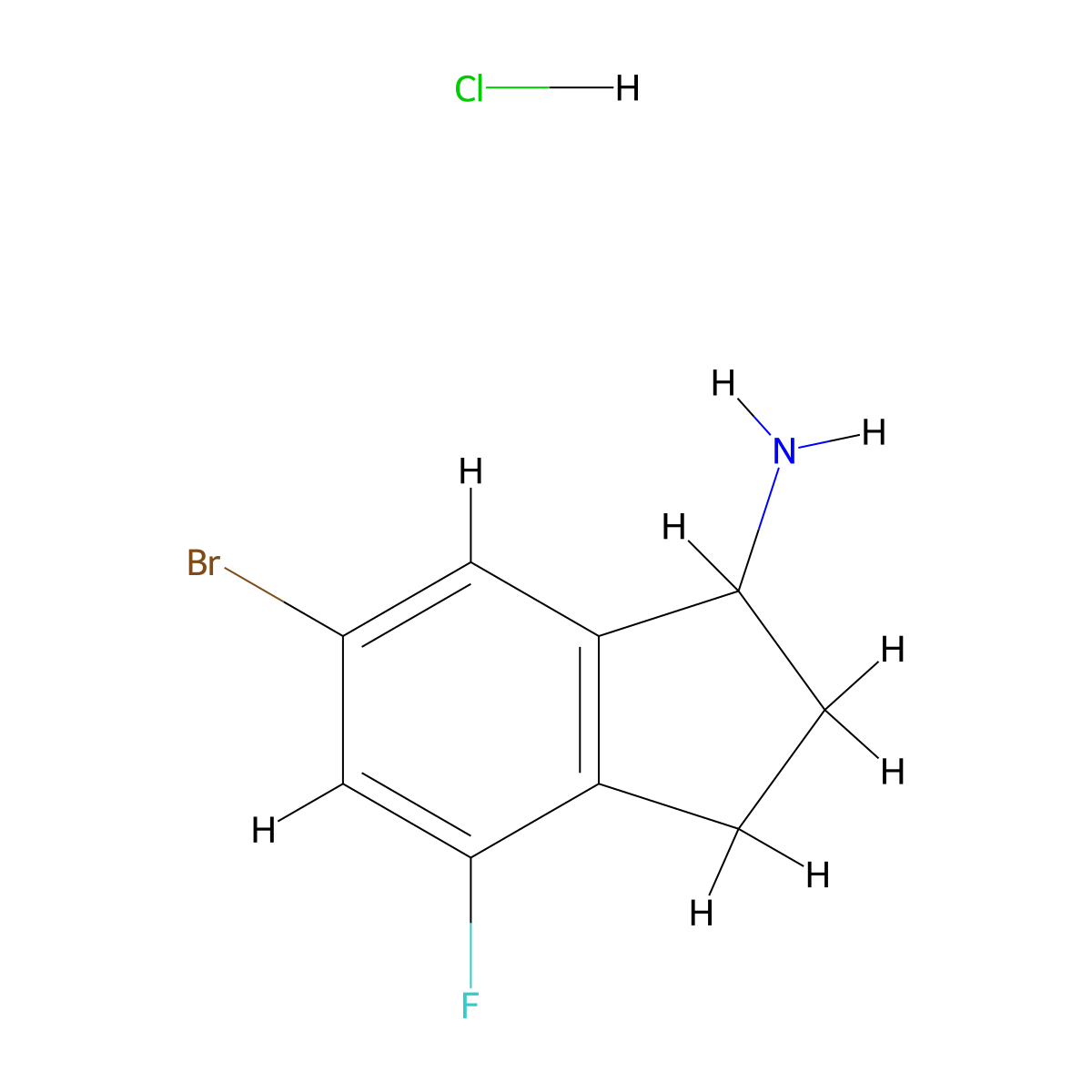 6-bromo-4-fluoro-2,3-dihydro-1H-inden-1-amine hydrochloride molecular structure, CAS 2901105-58-4