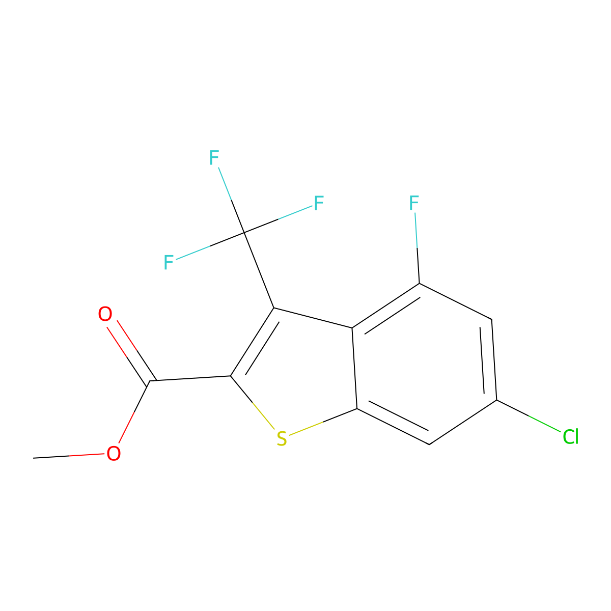 Methyl 6-chloro-4-fluoro-3-(trifluoromethyl)benZo[b]thiophene-2-carboxylate molecular structure, CAS 2901105-61-9