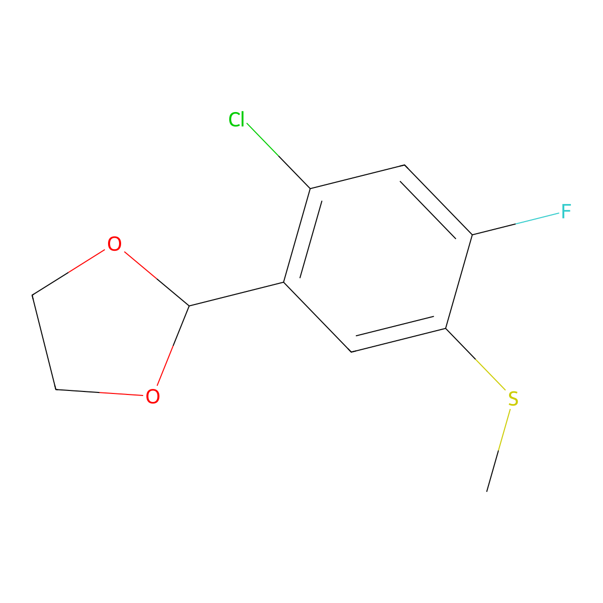 2-(2-Chloro-4-fluoro-5-(methylthio)phenyl)-1,3-dioxolane molecular structure, CAS 2901105-66-4