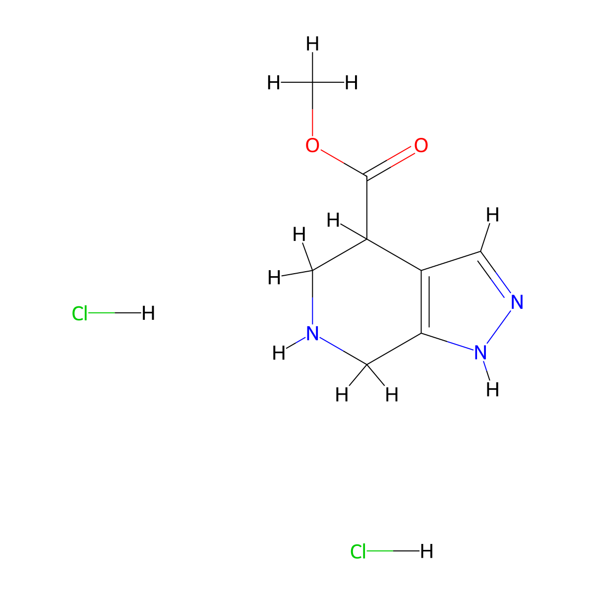 methyl 1H,4H,5H,6H,7H-pyrazolo[3,4-c]pyridine-4-carboxylate dihydrochloride molecular structure, CAS 2901105-72-2