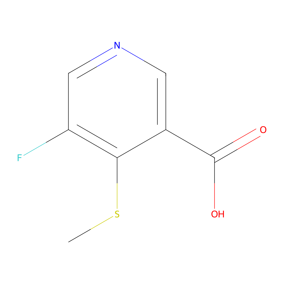 5-Fluoro-4-(methylthio)nicotinic acid molecular structure, CAS 2901105-82-4