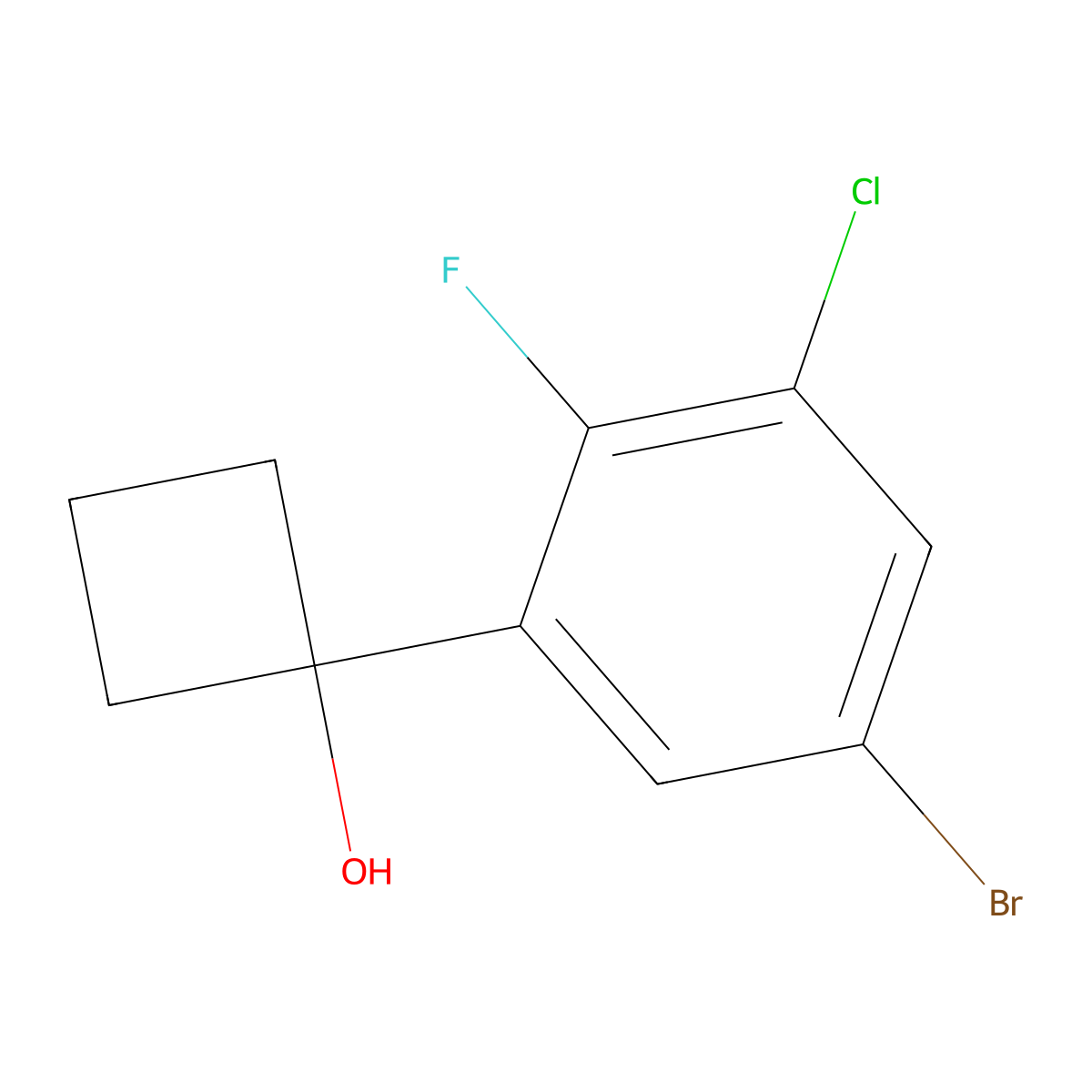 1-(5-Bromo-3-chloro-2-fluorophenyl)cyclobutanol molecular structure, CAS 2901105-90-4