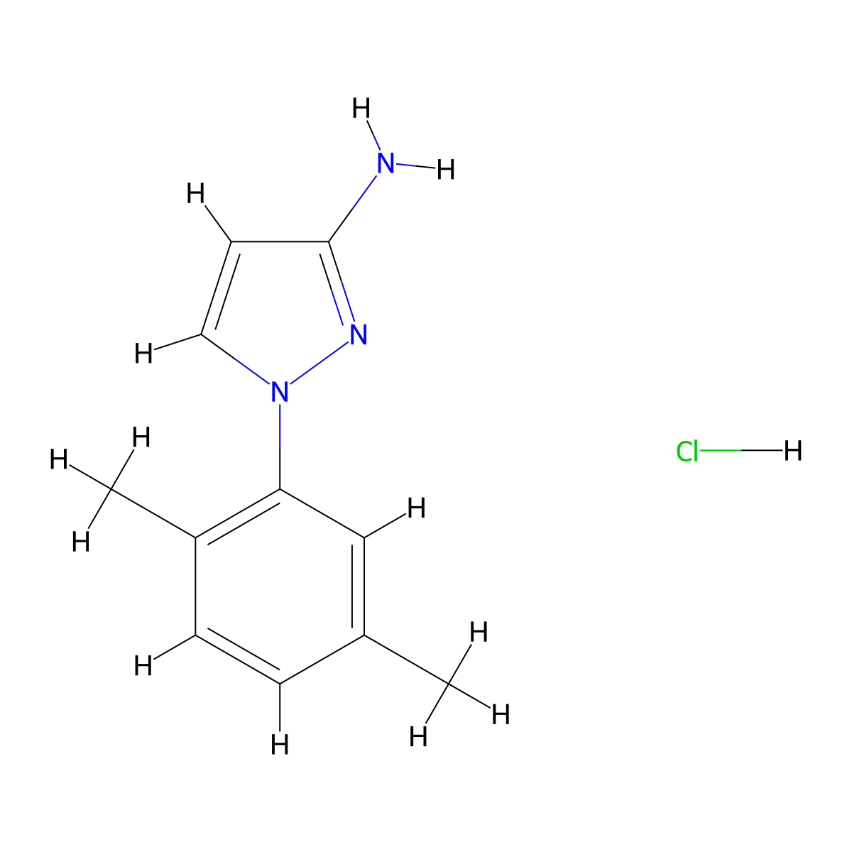 1-(2,5-dimethylphenyl)-1H-pyrazol-3-amine hydrochloride molecular structure, CAS 2901106-07-6