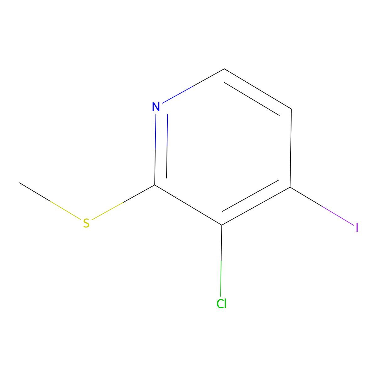 3-Chloro-4-iodo-2-(methylthio)pyridine molecular structure, CAS 2901106-09-8