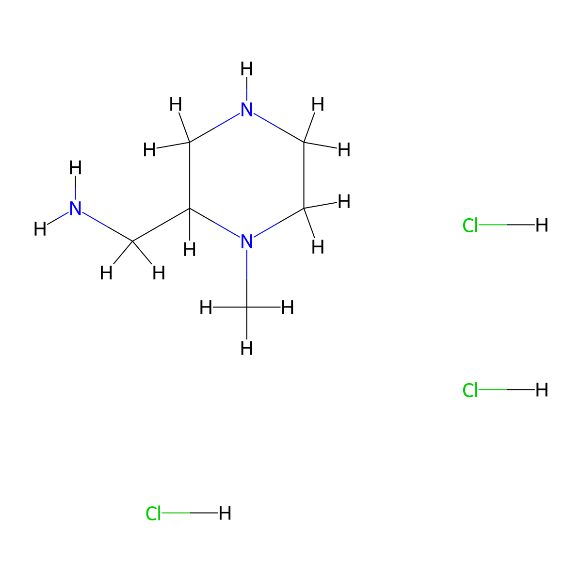 1-(1-Methylpiperazin-2-yl)methanamine trihydrochloride molecular structure, CAS 2901106-18-9