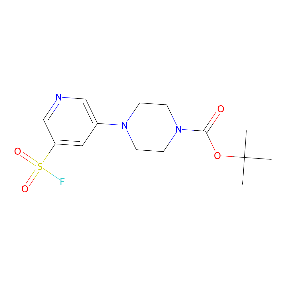 Tert-butyl 4-[5-(fluorosulfonyl)pyridin-3-yl]piperazine-1-carboxylate molecular structure, CAS 2901106-25-8