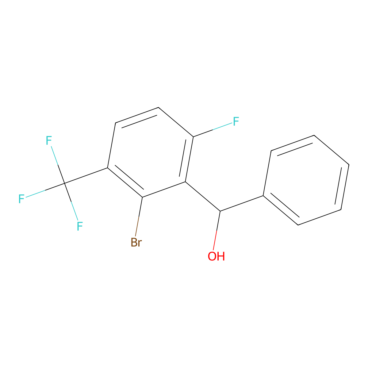 (2-Bromo-6-fluoro-3-(trifluoromethyl)phenyl)(phenyl)methanol molecular structure, CAS 2901106-26-9