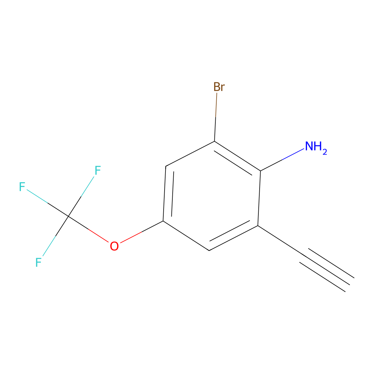 2-Bromo-6-ethynyl-4-(trifluoromethoxy)aniline molecular structure, CAS 2901106-28-1