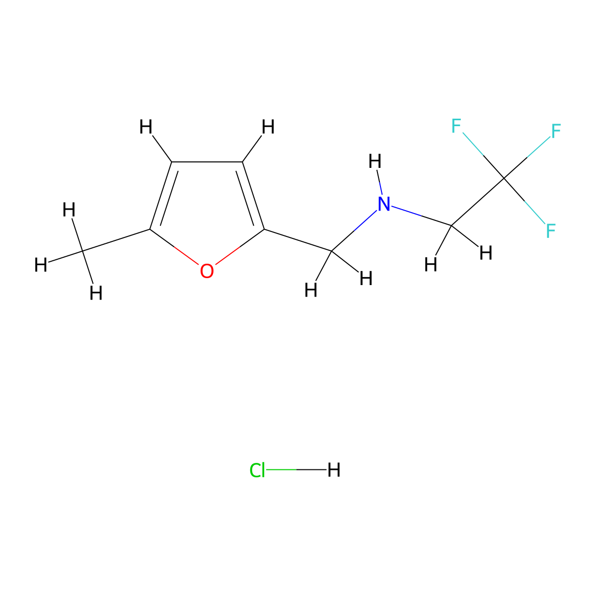[(5-Methylfuran-2-yl)methyl](2,2,2-trifluoroethyl)amine hydrochloride molecular structure, CAS 2901106-29-2