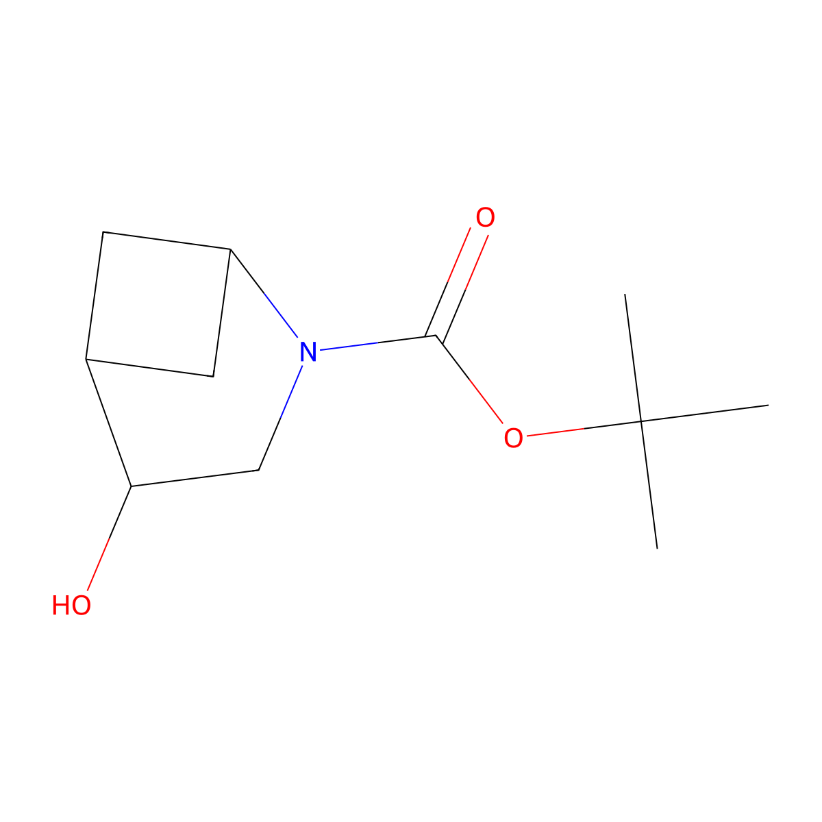 Tert-butyl 4-hydroxy-2-azabicyclo[3.1.1]heptane-2-carboxylate molecular structure, CAS 2901106-33-8