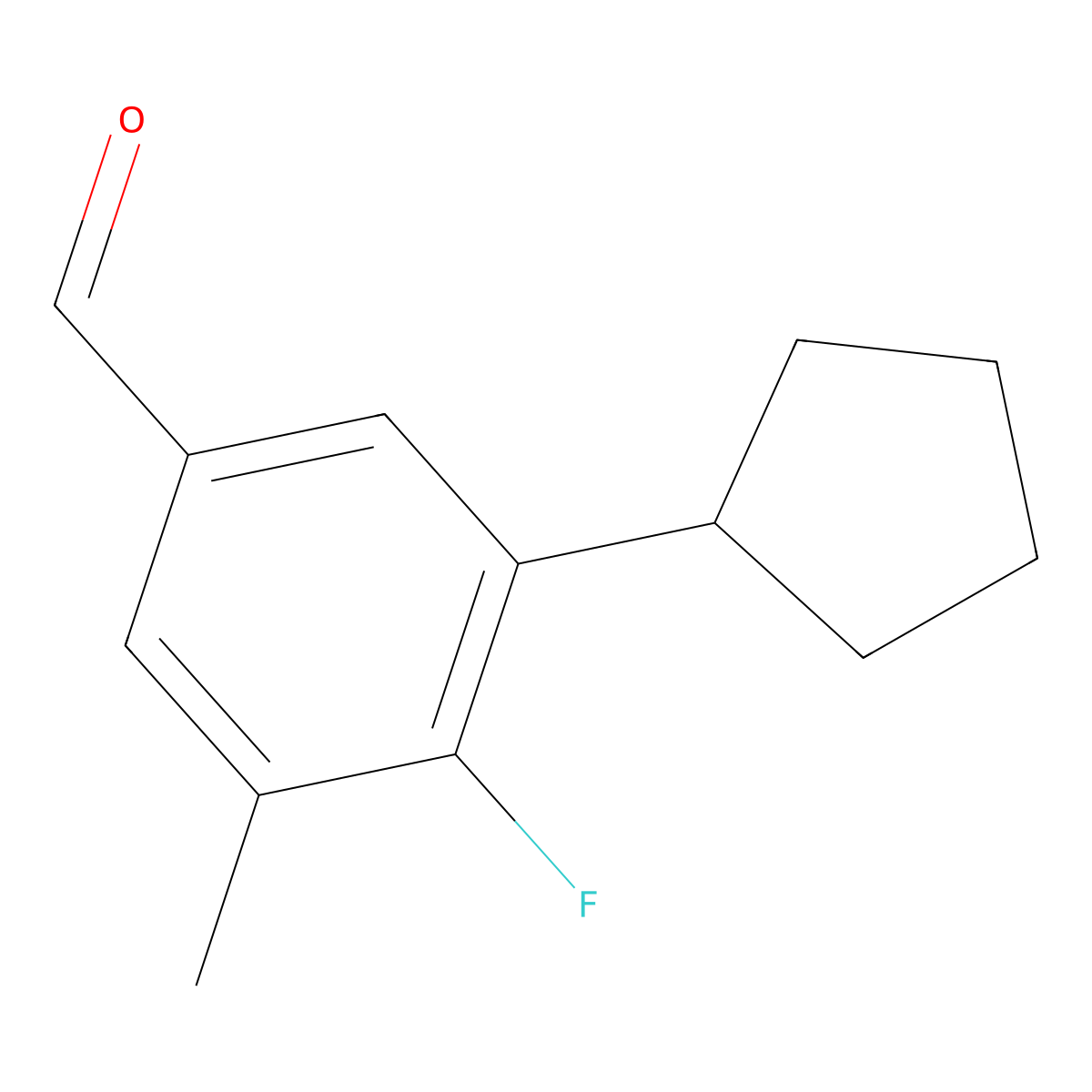 3-Cyclopentyl-4-fluoro-5-methylbenzaldehyde molecular structure, CAS 2901106-34-9