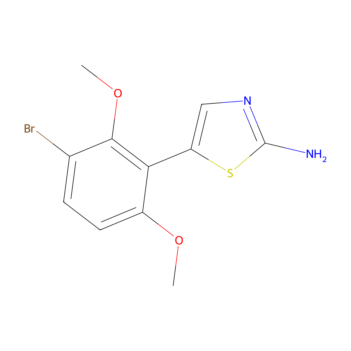 5-(3-Bromo-2,6-dimethoxyphenyl)thiazol-2-amine molecular structure, CAS 2901106-55-4