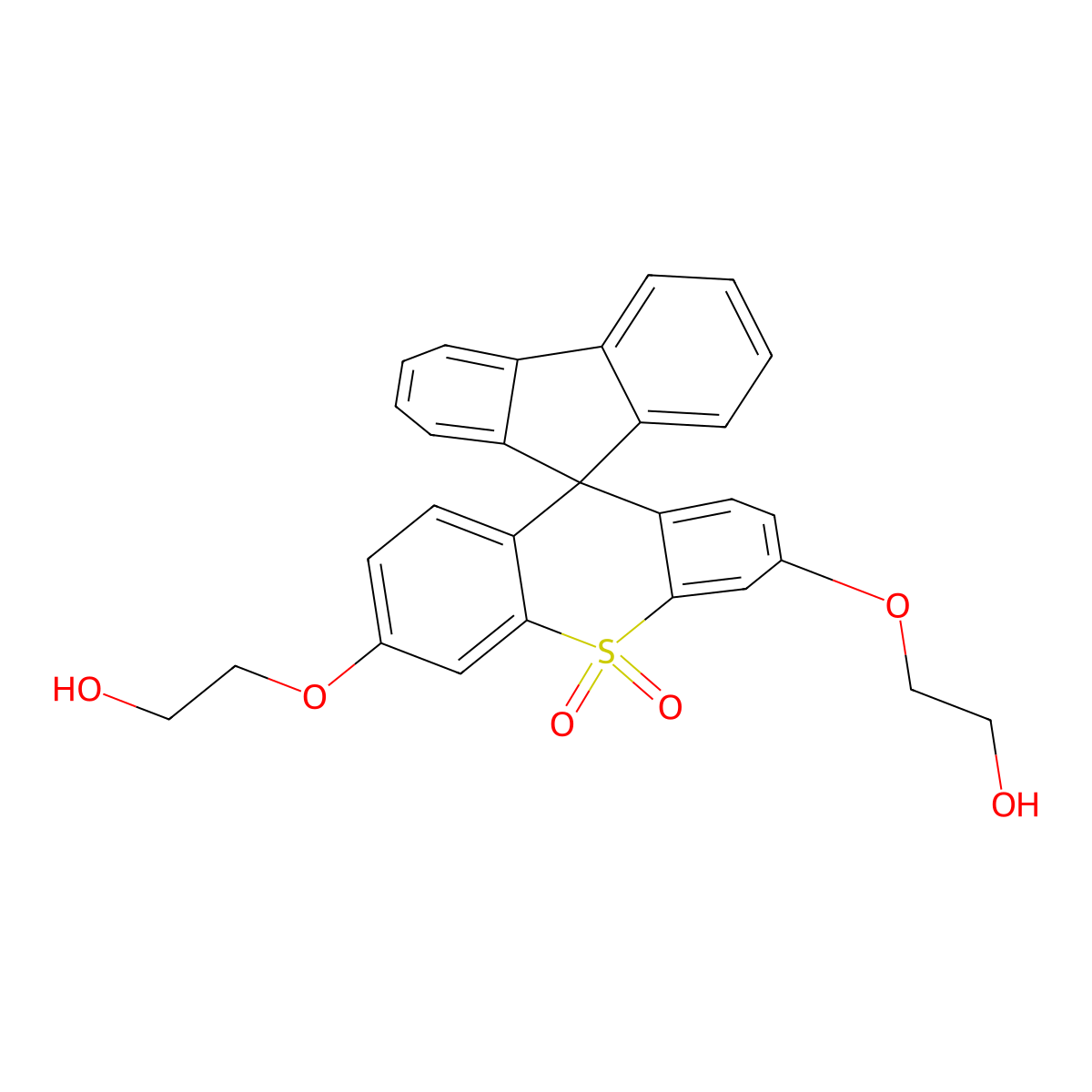 3',6'-Bis(2-hydroxyethoxy)spiro[fluorene-9,9'-thioxanthene] 10',10'-dioxide molecular structure, CAS 2901106-67-8