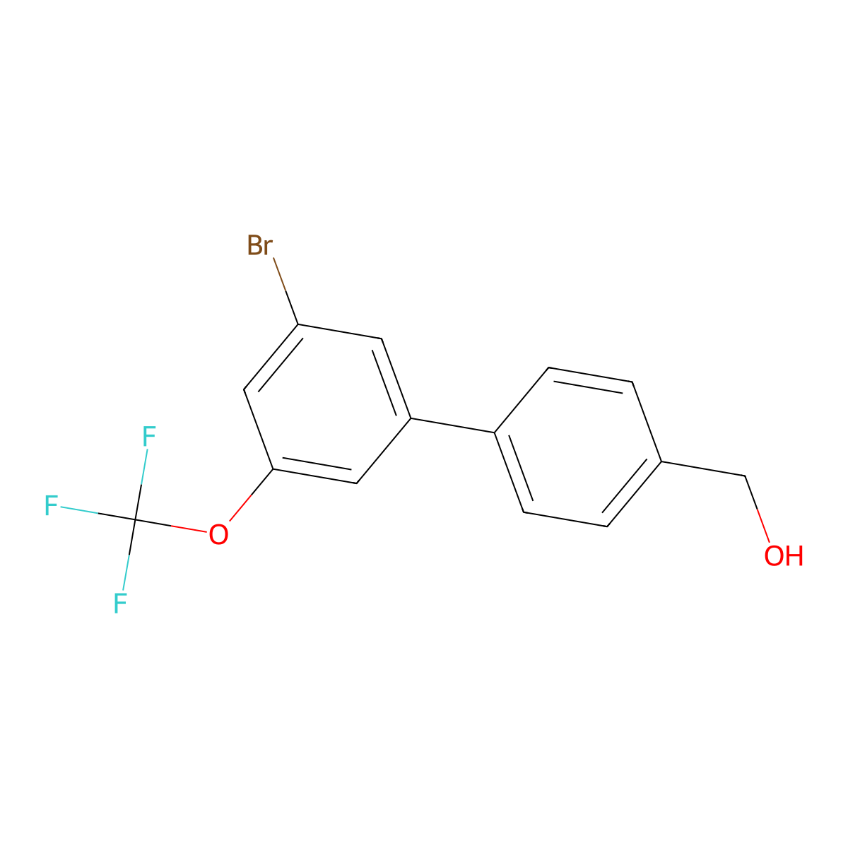 (3'-Bromo-5'-(trifluoromethoxy)-[1,1'-biphenyl]-4-yl)methanol molecular structure, CAS 2901106-76-9