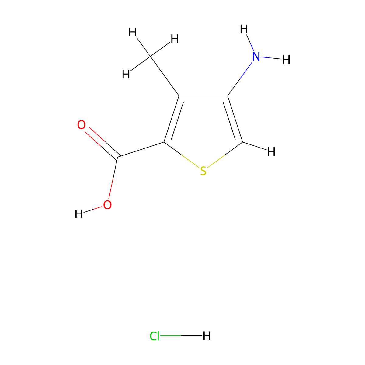 4-Amino-3-methylthiophene-2-carboxylic acid hydrochloride molecular structure, CAS 2901106-81-6