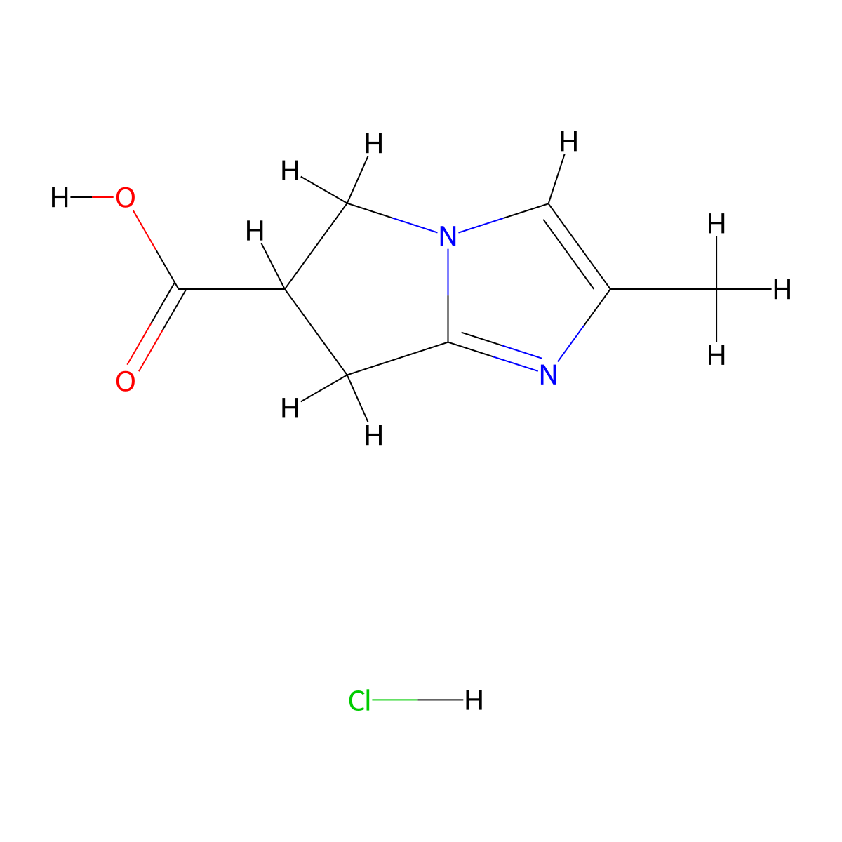 2-methyl-5H,6H,7H-pyrrolo[1,2-a]imidazole-6-carboxylicacidhydrochloride molecular structure, CAS 2901106-90-7