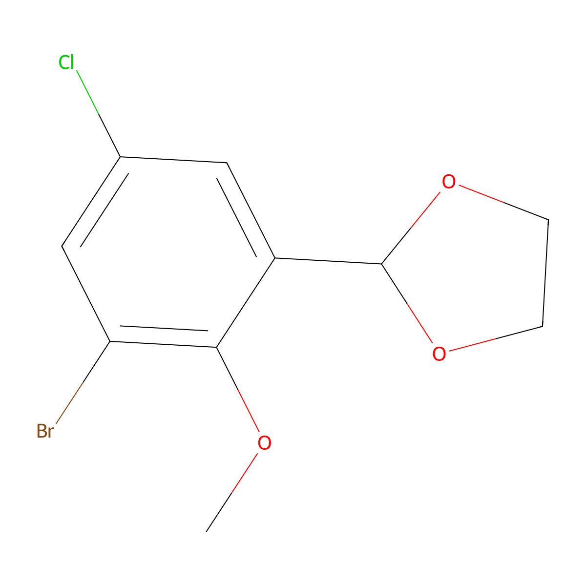 2-(3-Bromo-5-chloro-2-methoxyphenyl)-1,3-dioxolane molecular structure, CAS 2901106-93-0