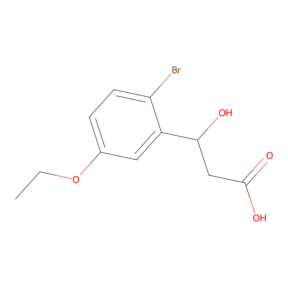 3-(2-Bromo-5-ethoxyphenyl)-3-hydroxypropanoic acid molecular structure, CAS 2901106-95-2