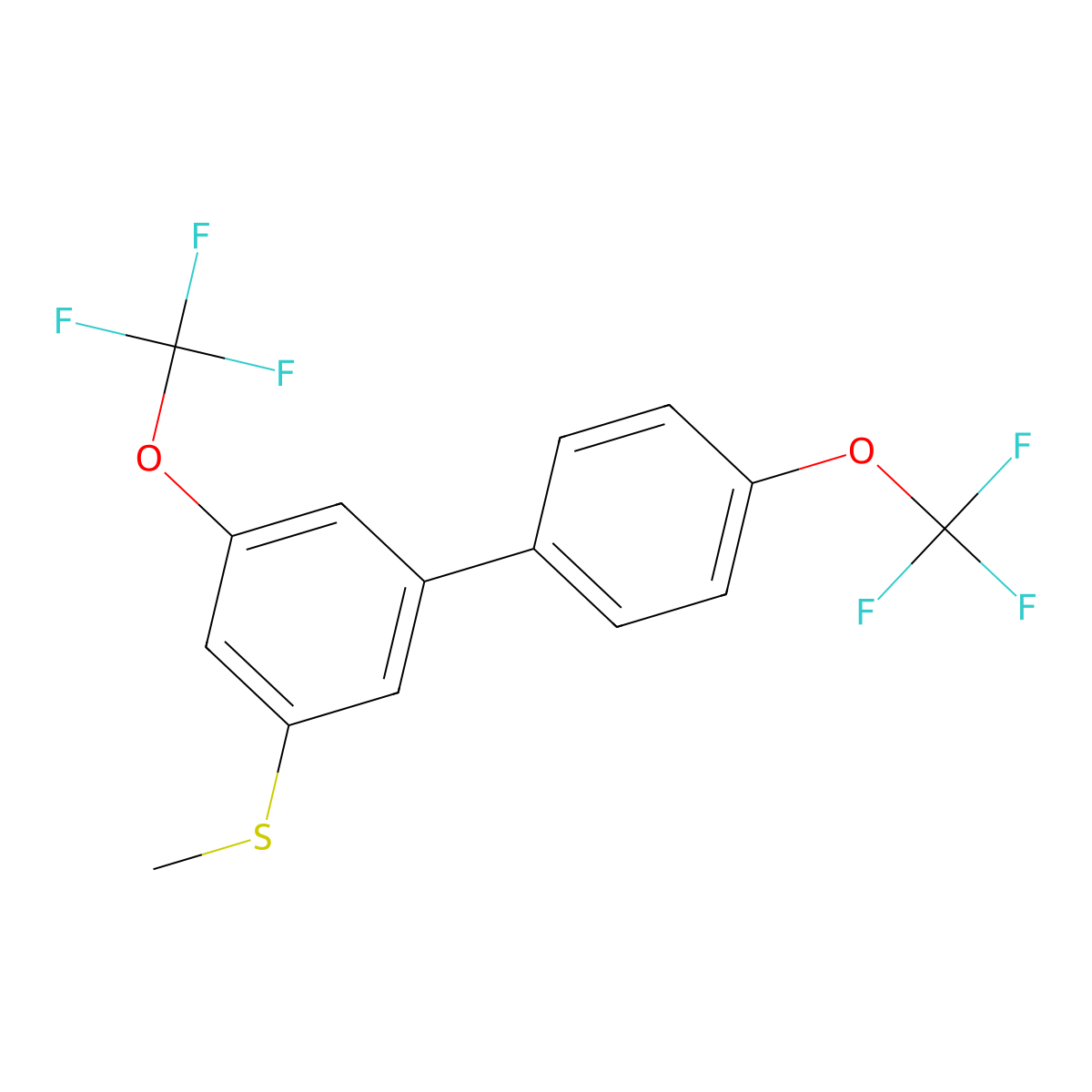 (4',5-Bis(trifluoromethoxy)-[1,1'-biphenyl]-3-yl)(methyl)sulfane molecular structure, CAS 2901106-99-6