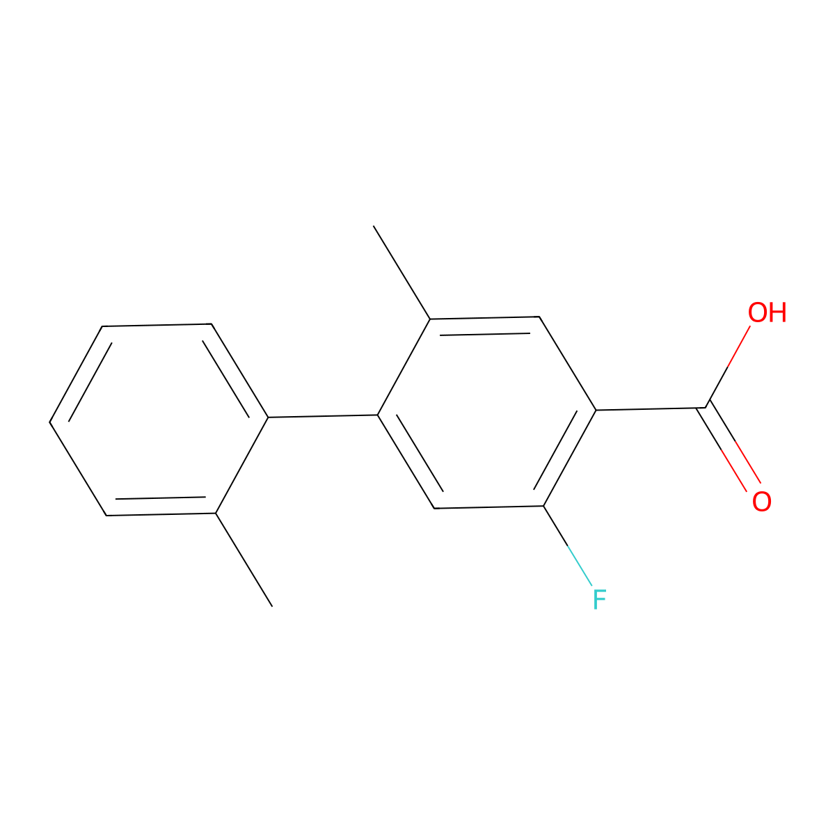 5-Fluoro-2,2'-dimethyl-[1,1'-biphenyl]-4-carboxylic acid molecular structure, CAS 2901107-02-4