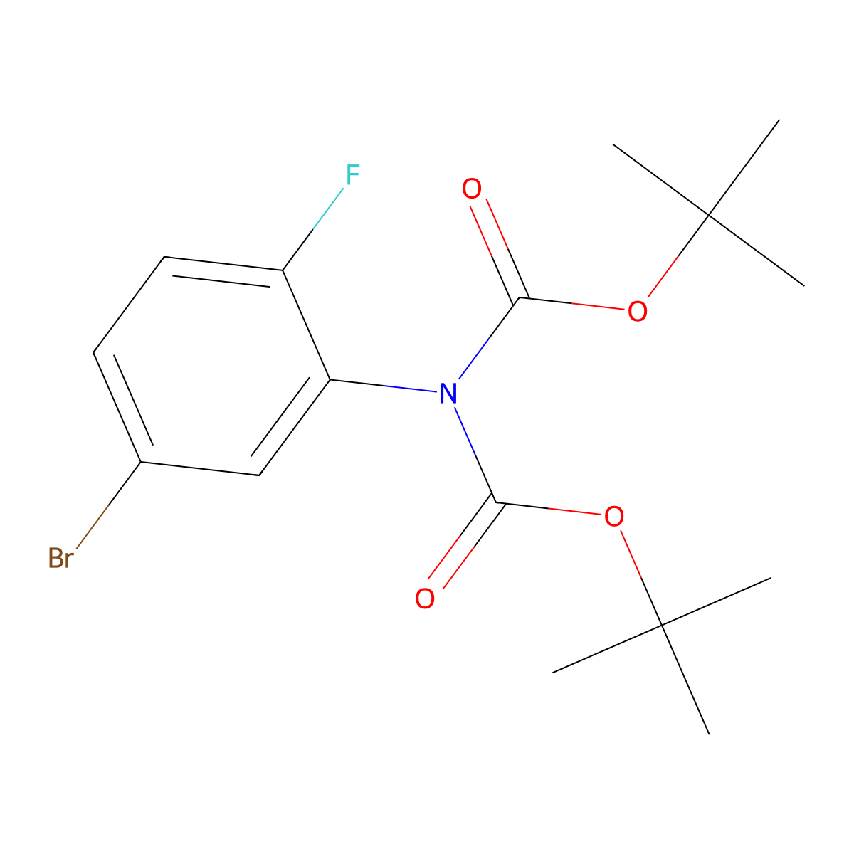 (3-(Bis (tert-butoxycarbonyl) amino)-4-fluoro) bromobenzene molecular structure, CAS 2901107-05-7