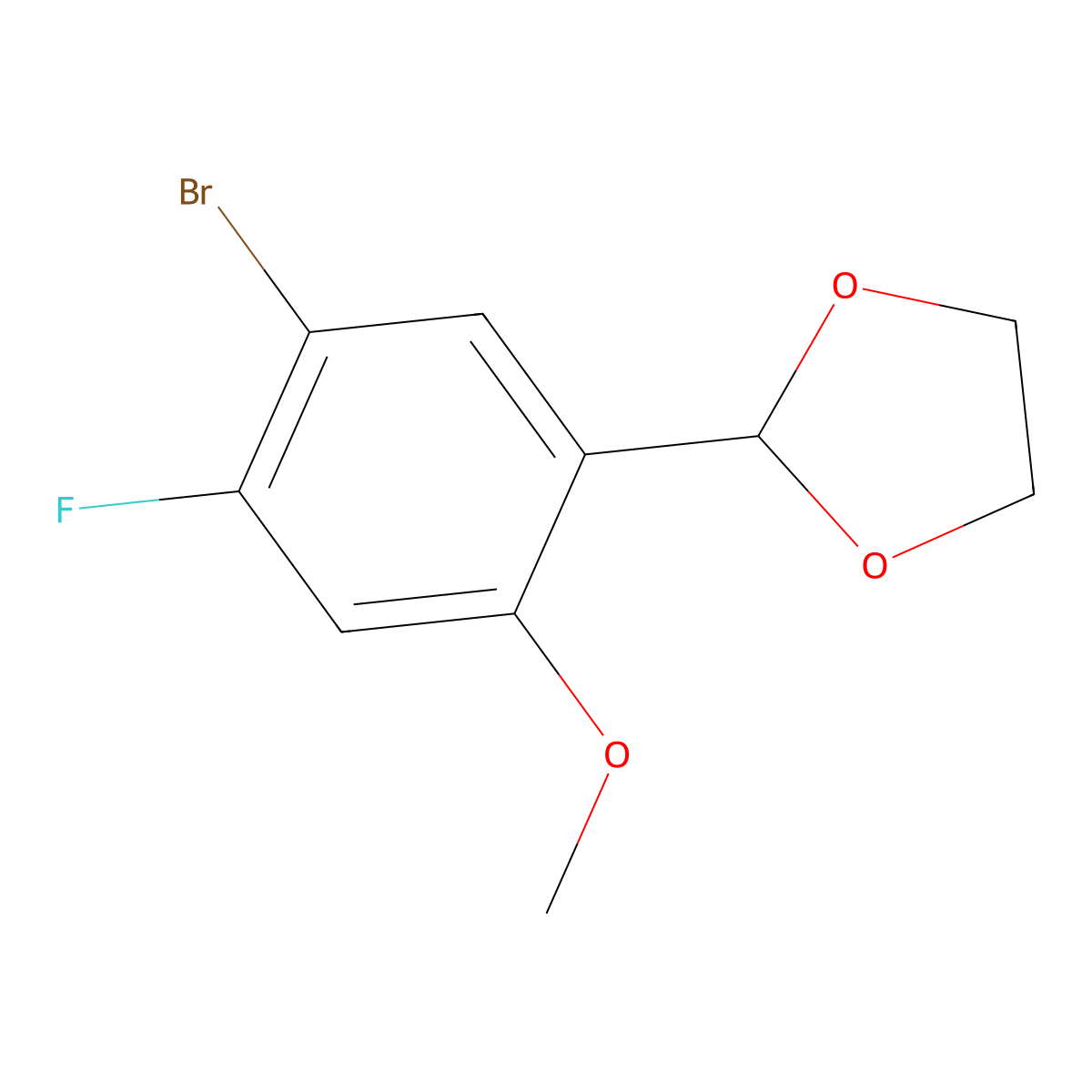 2-(5-Bromo-4-fluoro-2-methoxyphenyl)-1,3-dioxolane molecular structure, CAS 2901109-20-2