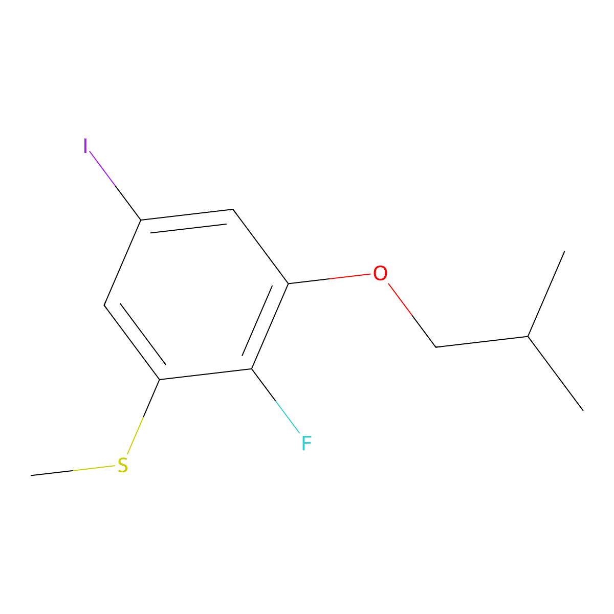 (2-Fluoro-5-iodo-3-isobutoxyphenyl)(methyl)sulfane molecular structure, CAS 2901109-22-4