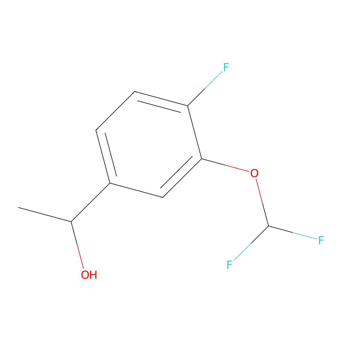 1-(3-(Difluoromethoxy)-4-fluorophenyl)ethanol molecular structure, CAS 2901109-23-5