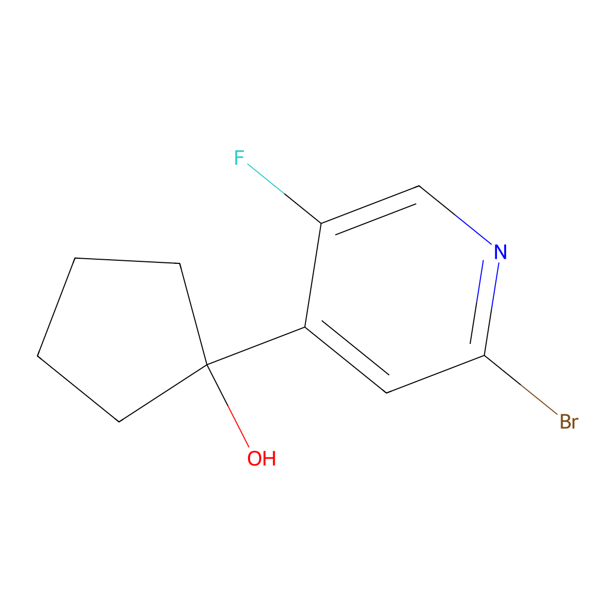 1-(2-Bromo-5-fluoropyridin-4-yl)cyclopentanol molecular structure, CAS 2901109-26-8