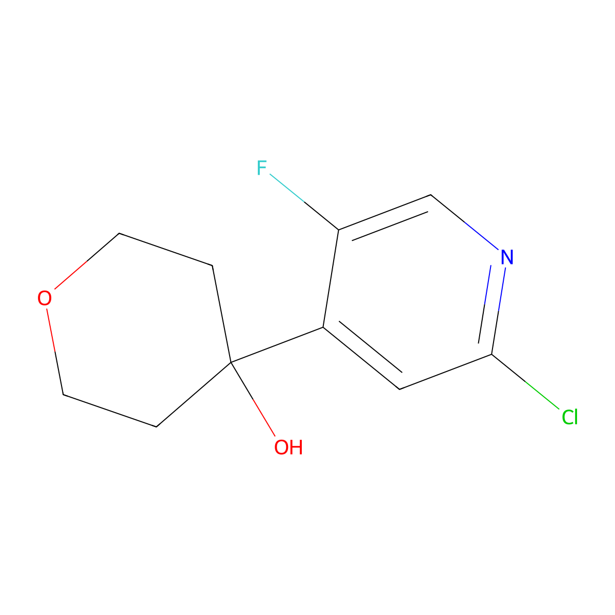 4-(2-Chloro-5-fluoropyridin-4-yl)tetrahydro-2H-pyran-4-ol molecular structure, CAS 2901109-28-0