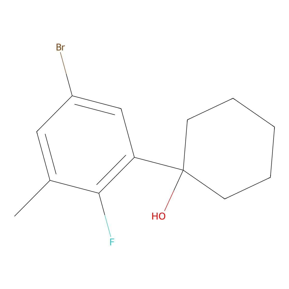 1-(5-Bromo-2-fluoro-3-methylphenyl)cyclohexanol molecular structure, CAS 2901109-30-4