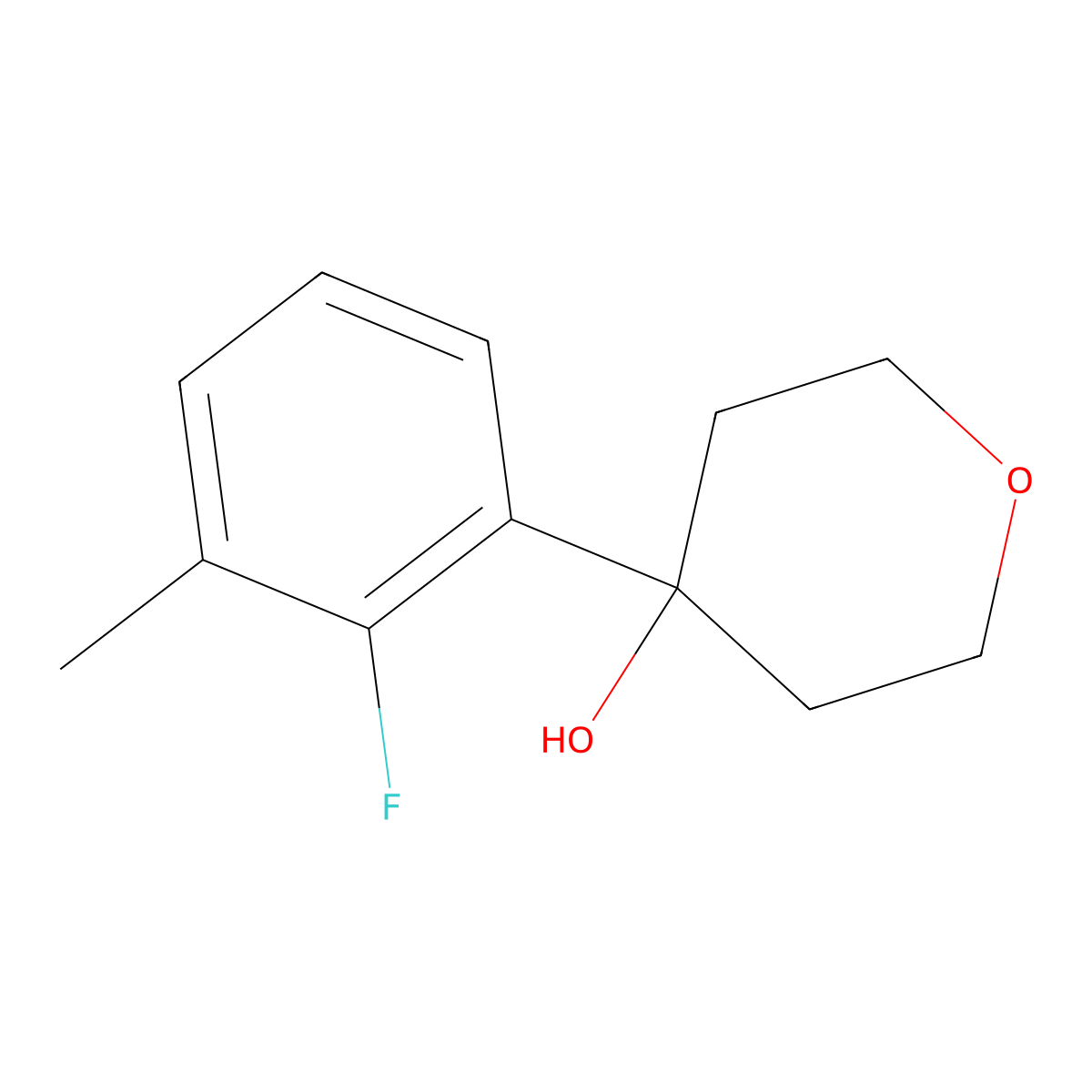 4-(2-Fluoro-3-methylphenyl)tetrahydro-2H-pyran-4-ol molecular structure, CAS 2901109-31-5