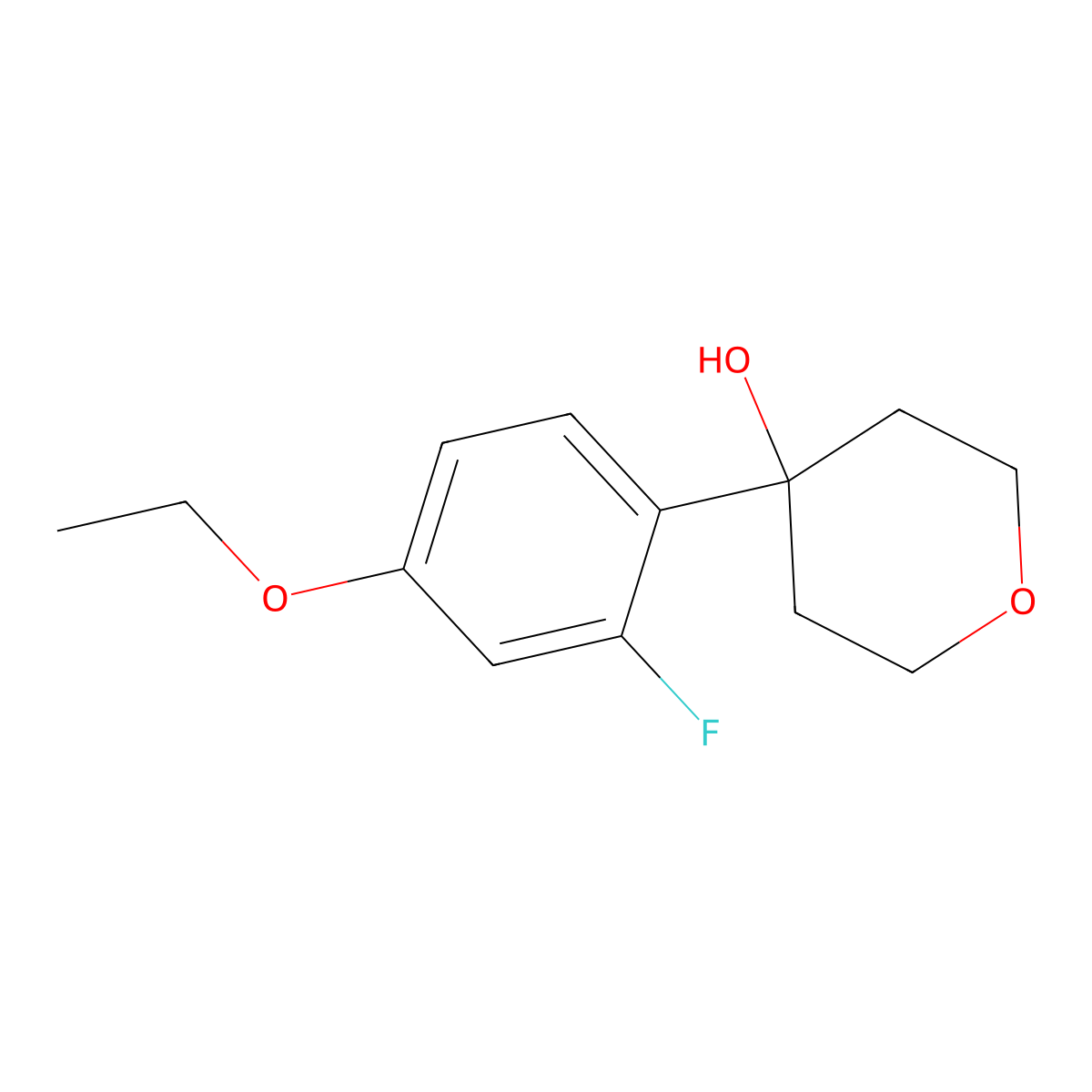 4-(4-Ethoxy-2-fluorophenyl)tetrahydro-2H-pyran-4-ol molecular structure, CAS 2901109-32-6